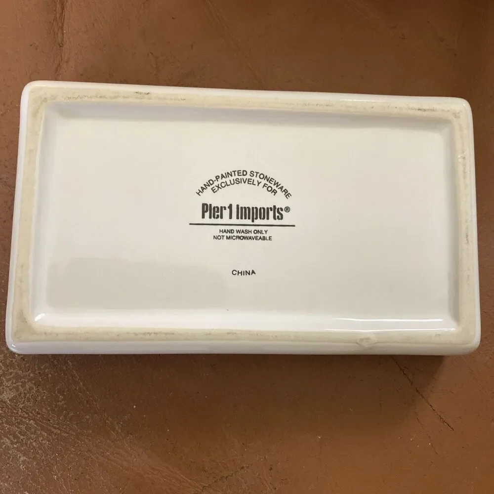 Pier 1 Country farm Blue and White Salt and Pepper With Tray